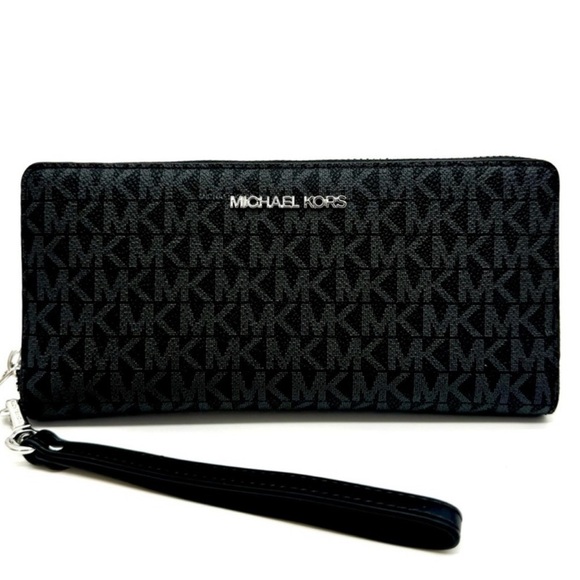 Michael Kors Large Continental Wallet Black Signature - Picture 1 of 9
